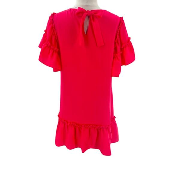Crosby by Mollie Bunch posey ruffle dress flounce sz M pink - Picture 2 of 6